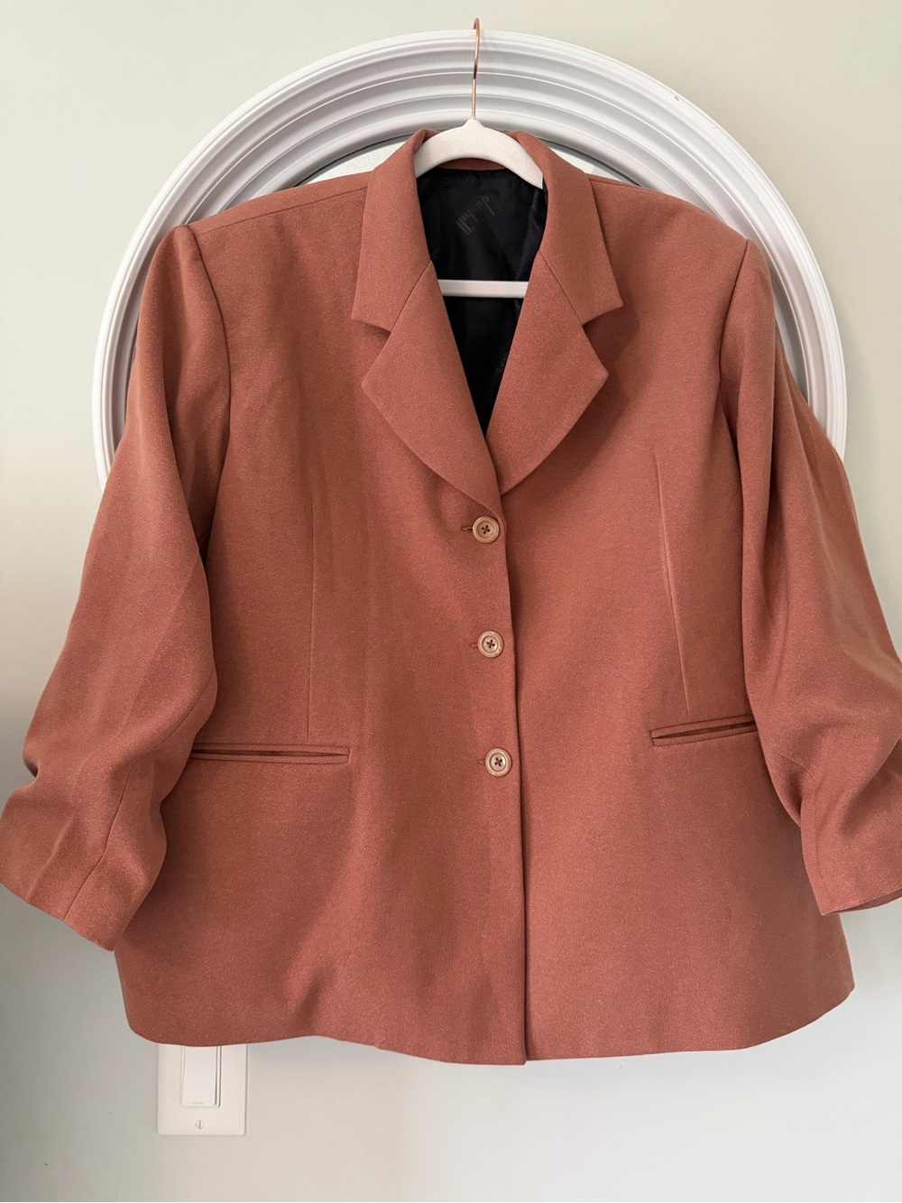 Vintage Alfred Dunhill woman’s blazer Dusty Rose Terracotta Ruched Sleeve Luxury